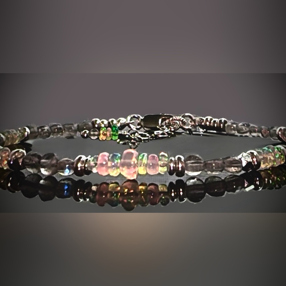 Labradorite, Ethiopian Opal Bracelet in Sterling silver
